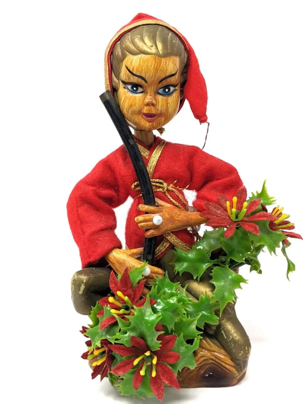 Tilso Set 3 Pixie Elves VTG 60s Asian Christmas Figurine Musicians Hong Kong 7